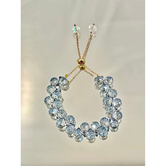 Swarovski Beaded Bracelet- Gray Blue Gold - Picture 8 of 11